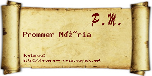 Prommer Mária névjegykártya